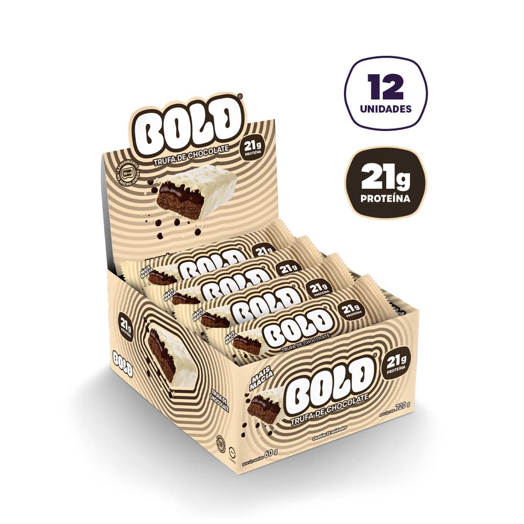 Barra de Proteína BOLD Snacks Trufa de Chocolate (21g de Proteína) - Caixa com 12 unidades