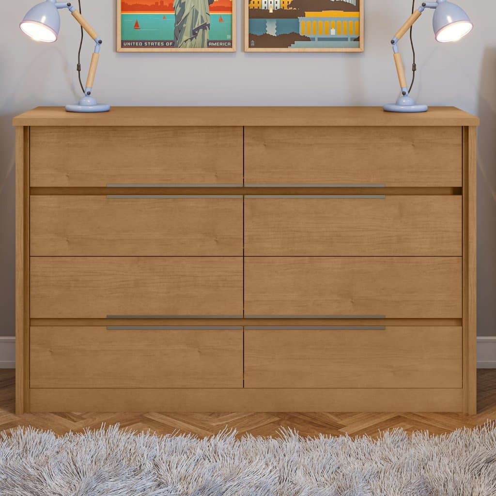 Cômoda para Quarto 8 Gavetas MDF Urban 151cm Espresso Móveis Marrom Amêndoa Clean Amêndoa Clean