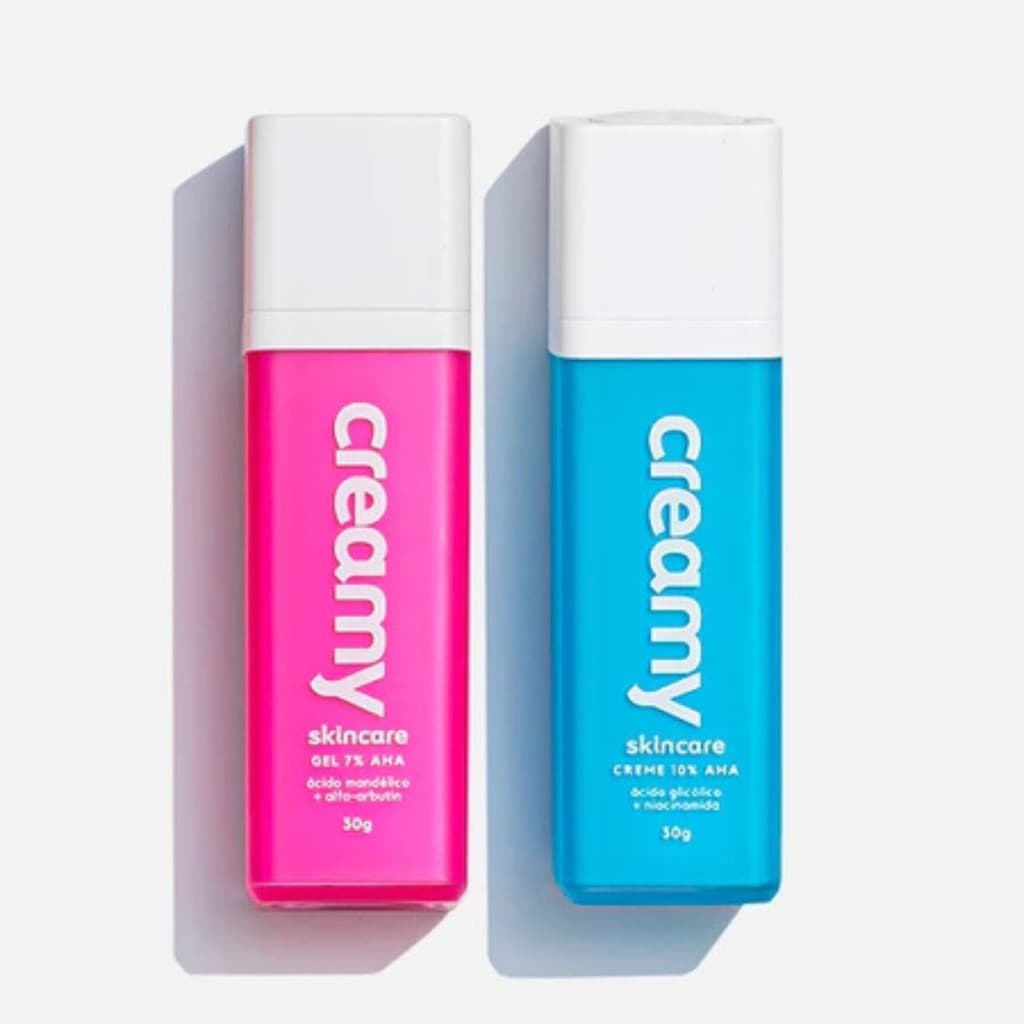 Duo Para Poros - Esfoliante Químico Ácido Glicólico + Gel Clareador Antiacne - Ácido Mandélico - Creamy Skincare