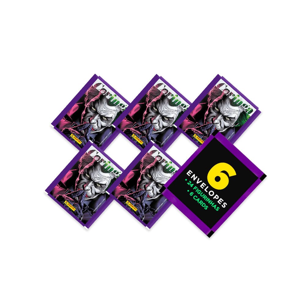 Coringa em Arkham: Pack 6 Envelopes (24 Figurinhas + 6 Cards) - Novo - Oficial Panini - DC Comics