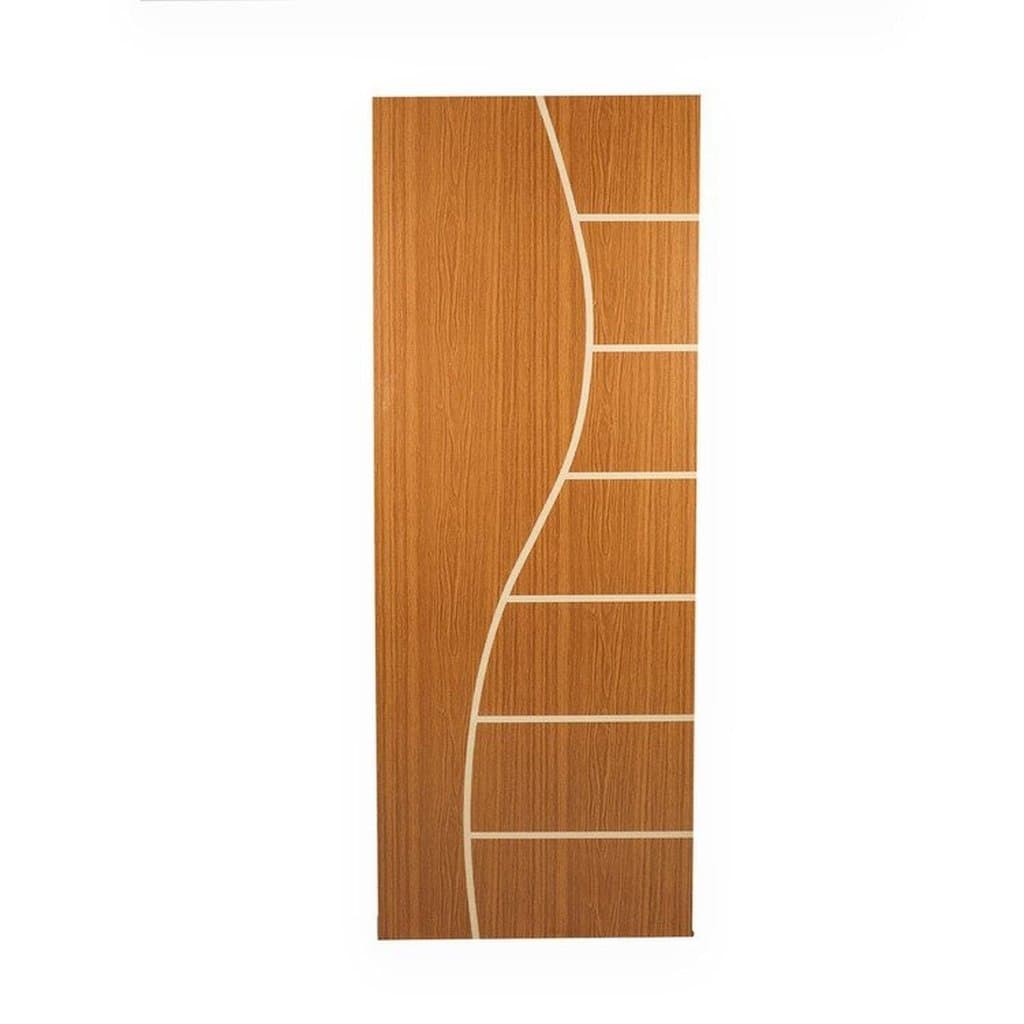 Kit com 2 Folhas de Porta Madeira Decorada 210x70cm Espessura 3,5cm Cantareira MGM Marrom/Mogno
