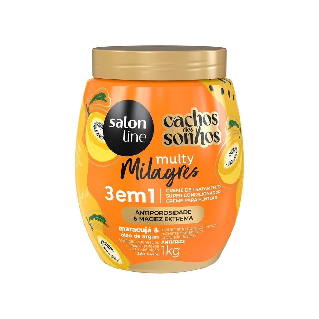 Creme de Tratamento Maracujá 3 em 1 Cachos dos Sonhos Multy Milagres 1kg