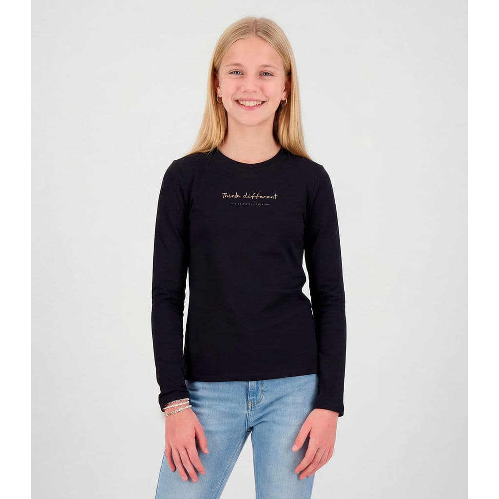 Blusa Juvenil Manga Longa Viscotorcion Minty Preto