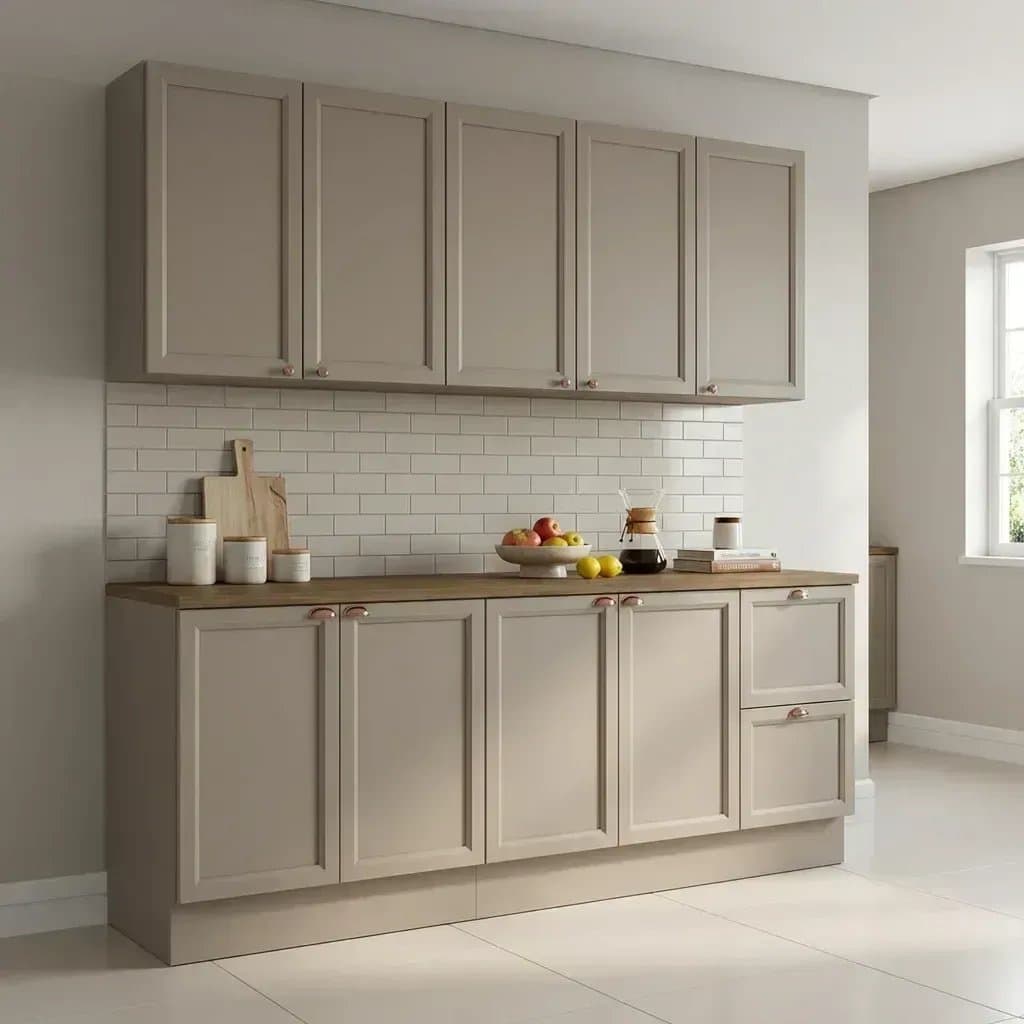 Cozinha Completa Modulada Americana 4 Peças com Balcão com Tampo e 2 Gavetas Unna Yescasa Griss Gris