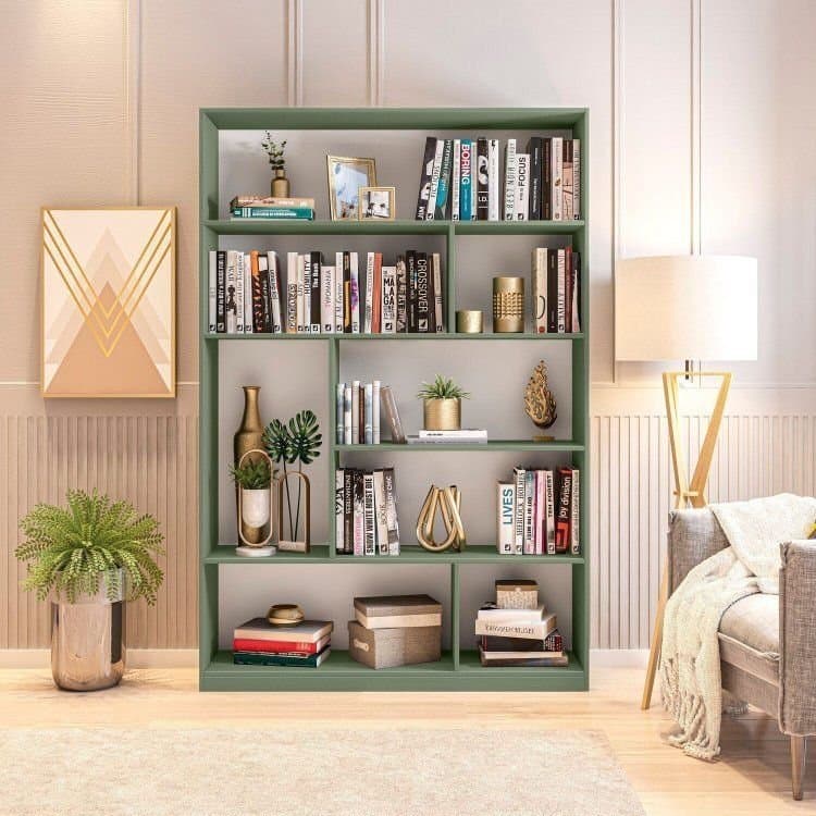 Estante de Livros 120 cm X 180 cm 4 Prateleiras Seattle Yescasa Verde Verde Bellagio