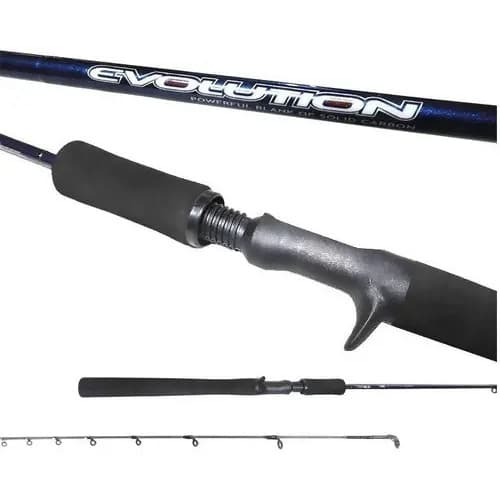 Vara de Pesca Marine Sports Evolution MS-C561M Carbono 1,68m 20lb Casting Carretilha Azul Ação Média EVA