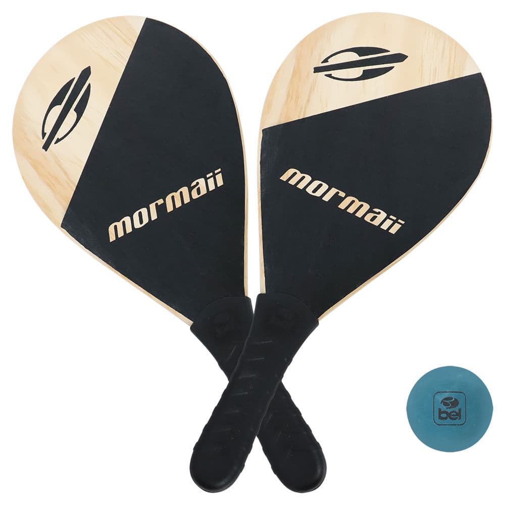 Kit Jogo de Frescobol Mormaii com Raquete + Bola + Sacola Preto Bel