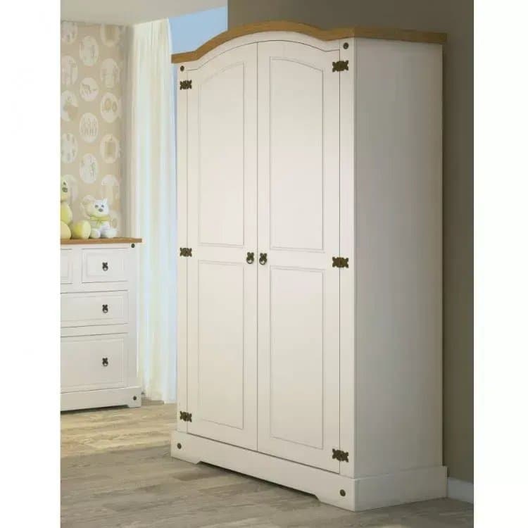 Guarda-Roupa Infantil 2 Portas Smile Yescasa Branco/Creme/Carvalho