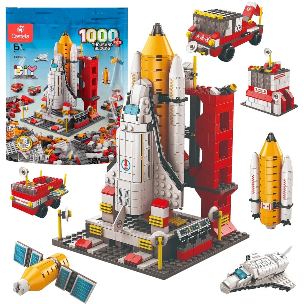 Bloco De Montar Foguete Nave Espacial 1000 Peças 6 em 1 Castela Estacao Satelite Brinquedo Presente Menino CBS0505