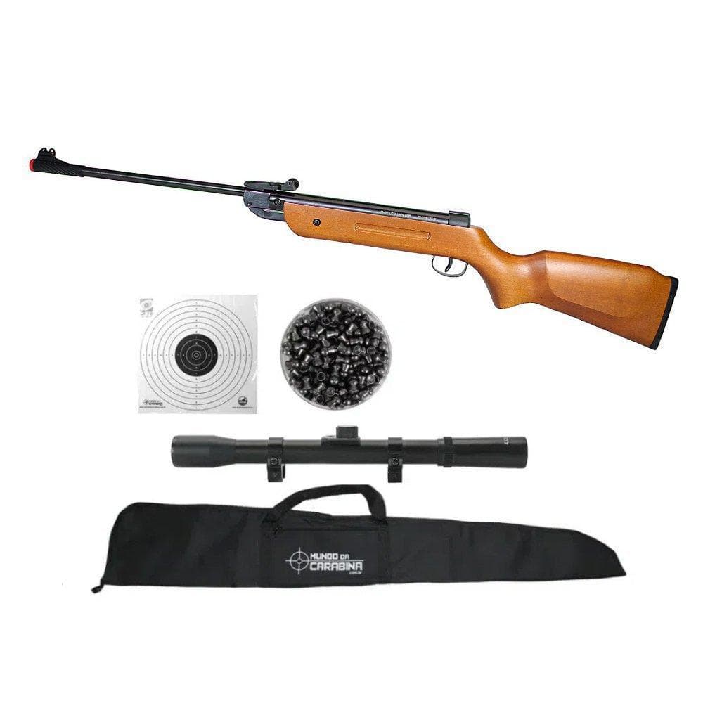 Carabina De Pressão Qgk 14 Madeira 5,5mm + Luneta 4x20 + KIT