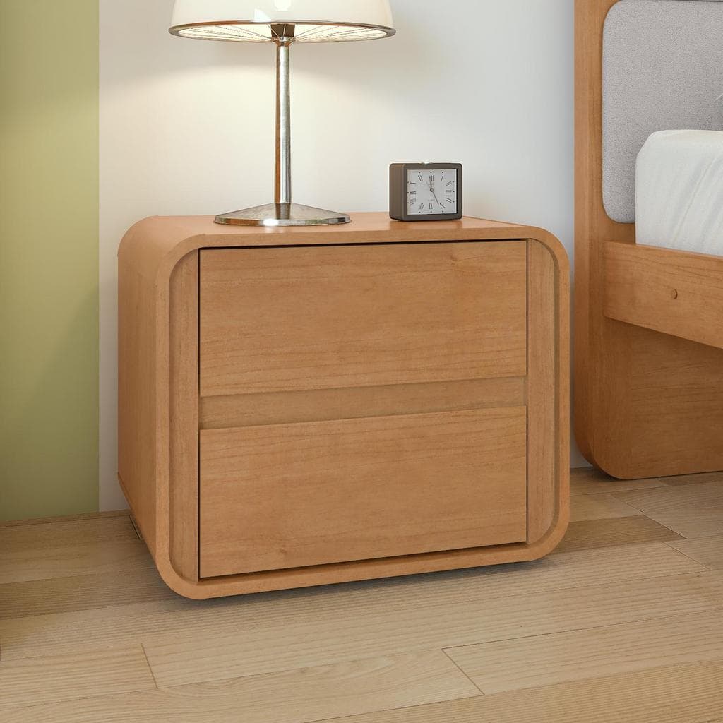 Mesa De Cabeceira 2 Gavetas Easy Like  Amendoa Clean