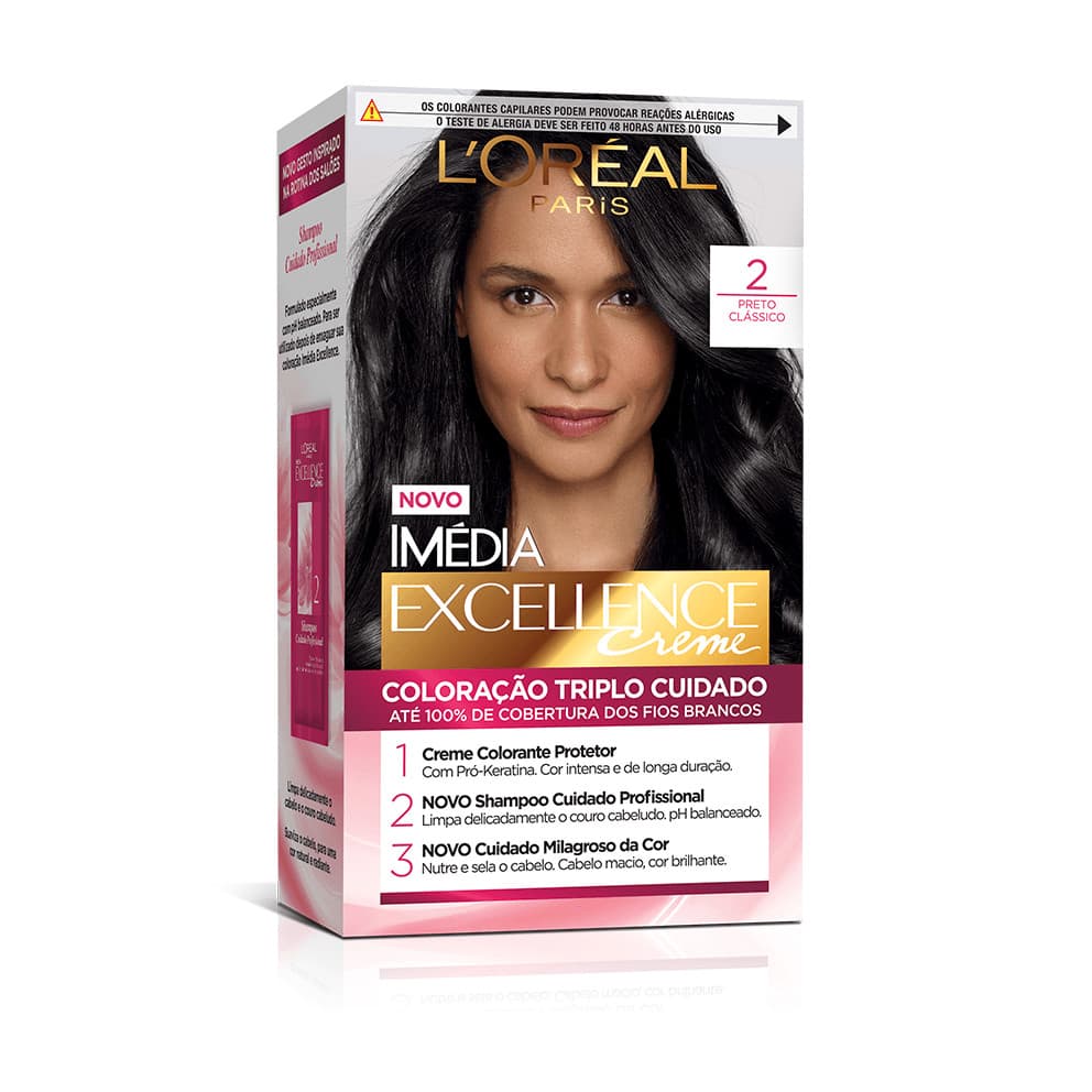 Kit Tintura Imédia Excellence L'Oréal Preto Classico 2