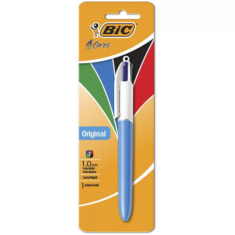 Caneta esferográfica 1.0 retrátil 4 cores blister Bic