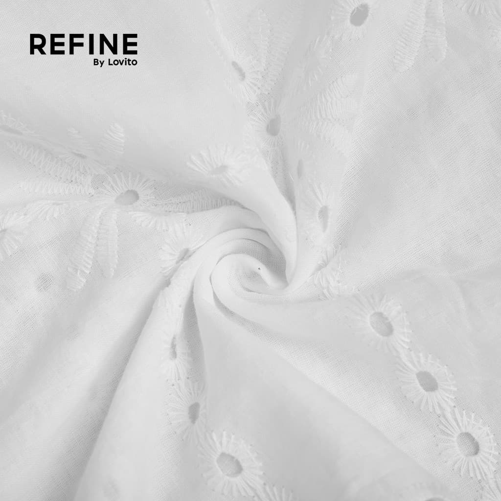 (New Arrival) (Refine by Lovito) Vestido Elegante de Linho Primavera/verão para mulheres Bordado Trabalho LR41L073