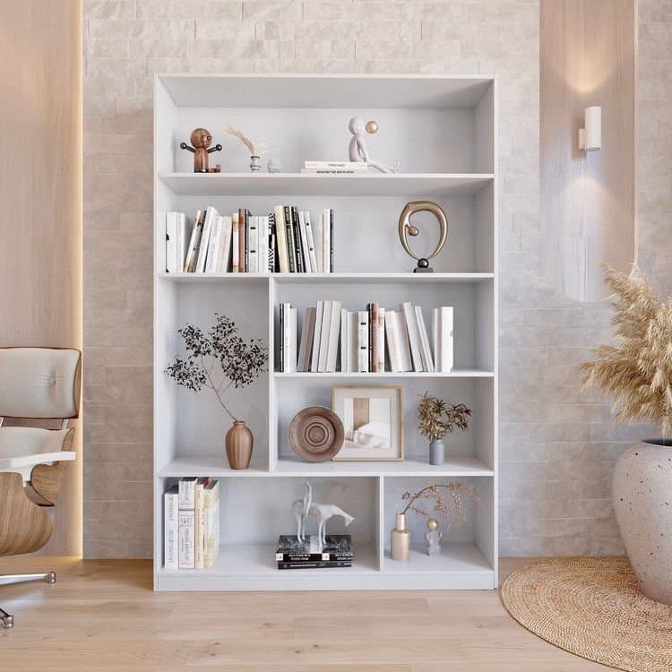 Estante de Livros 120 cm X 180 cm 5 Prateleiras Seattle Yescasa Branco Branco