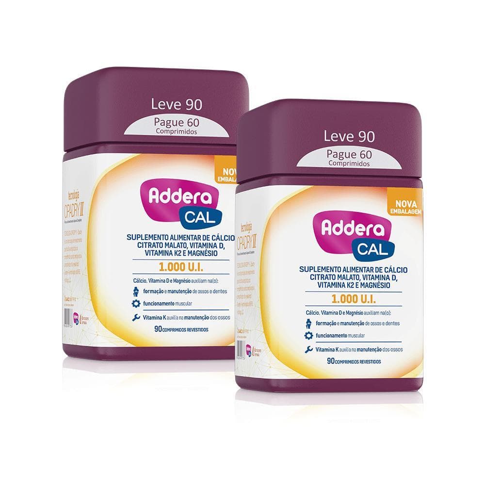 Kit 2 Vitaminas D Addera Cal 1000UI - 90 Comprimidos