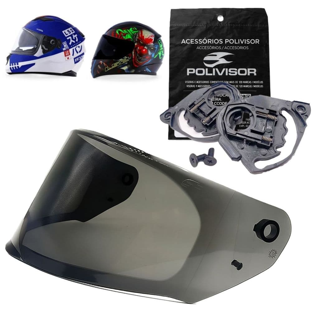 Viseira Antirrisco P/ Capacete Ls2 FF320 FF353 FF800 + Reparos Laterais