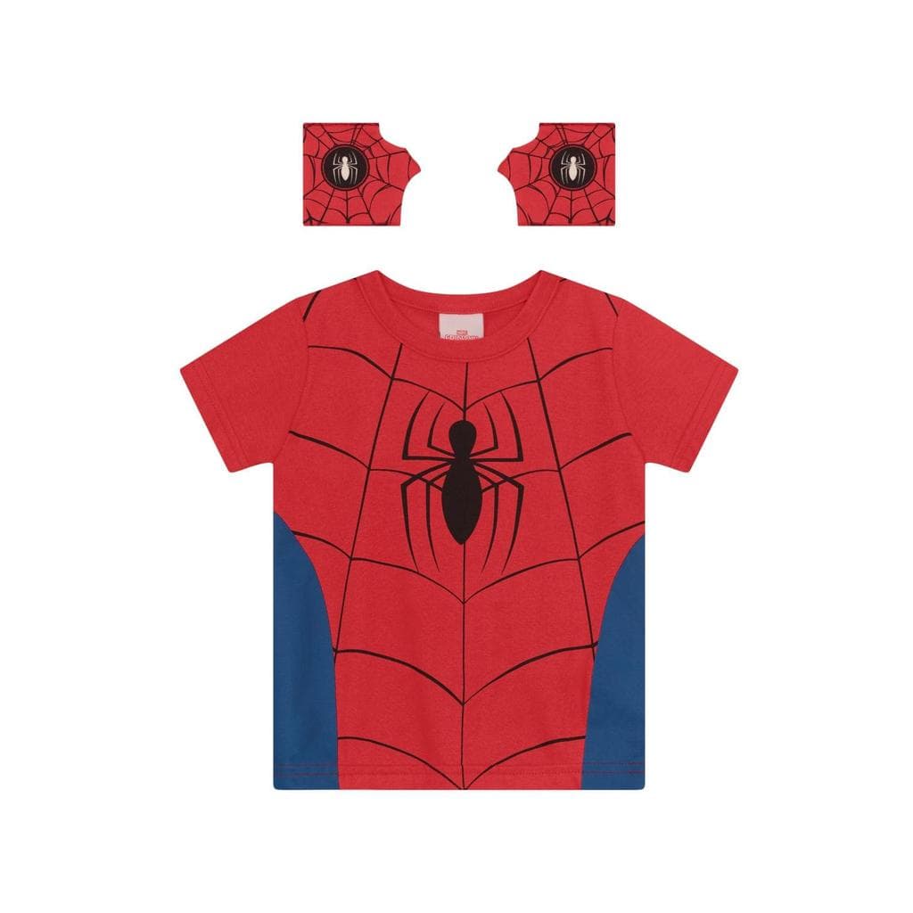 Camiseta infantil menino do Homem-Aranha com luvas Brandili