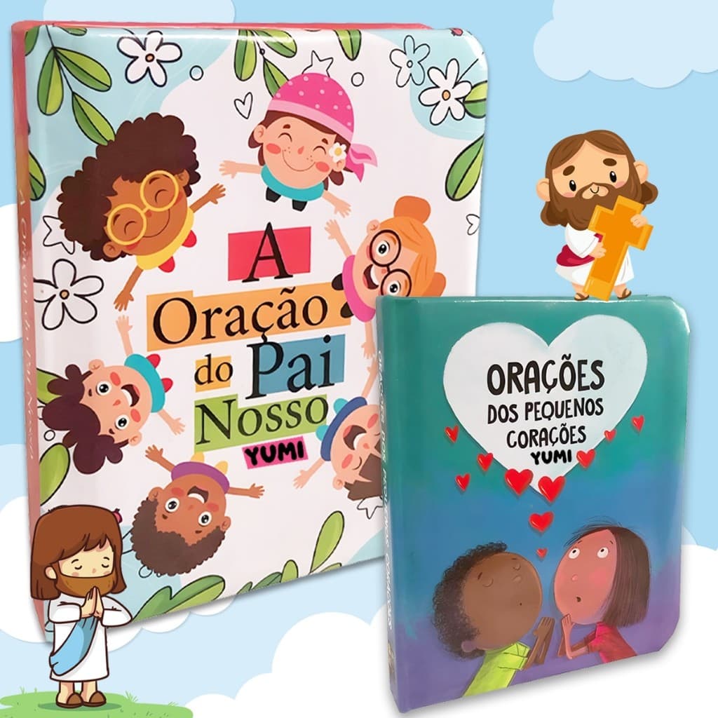 Kit Livro Infantil Oração do Pai Nosso + Orações dos Pequenos Corações - Lindas Orações Para Crianças Bebê Infantil