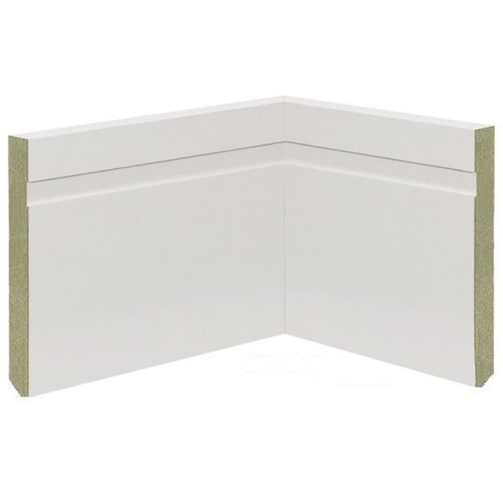 Kit com 10 Barras Rodapé de MDF 15CMX15MMX2.20MMDF Revestido Frisado 22m Branco Moldurama