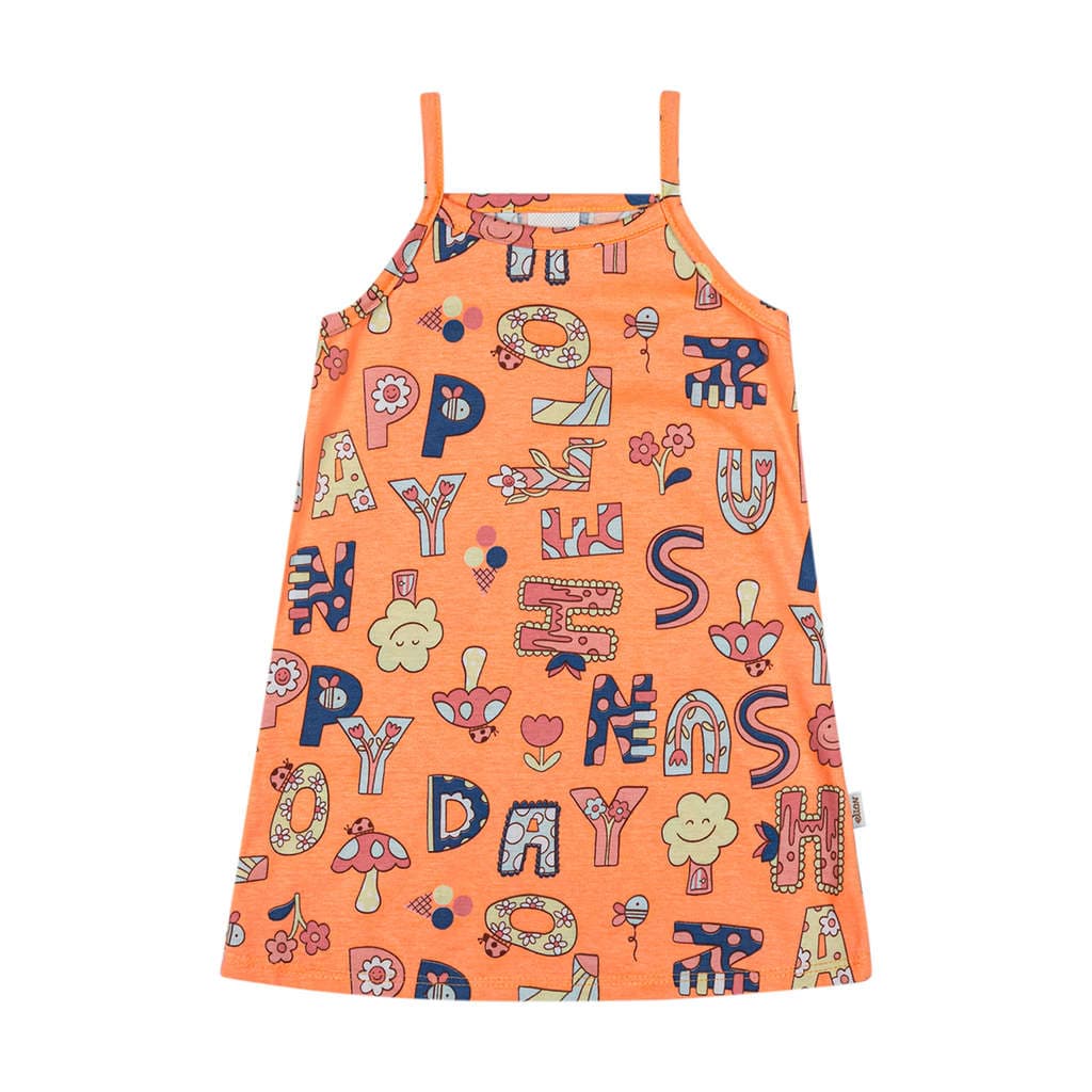 Vestido Alças Infantil Menina Lúdico Elian Laranja