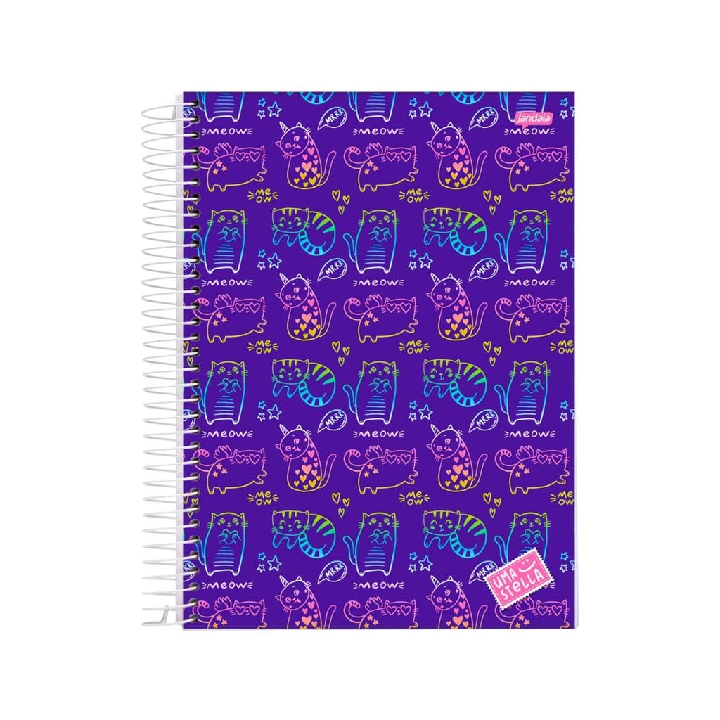 Caderno 15 Matéria Universitario Feminino 240 Folhas Stella - Jandaia' MODELO:GATO