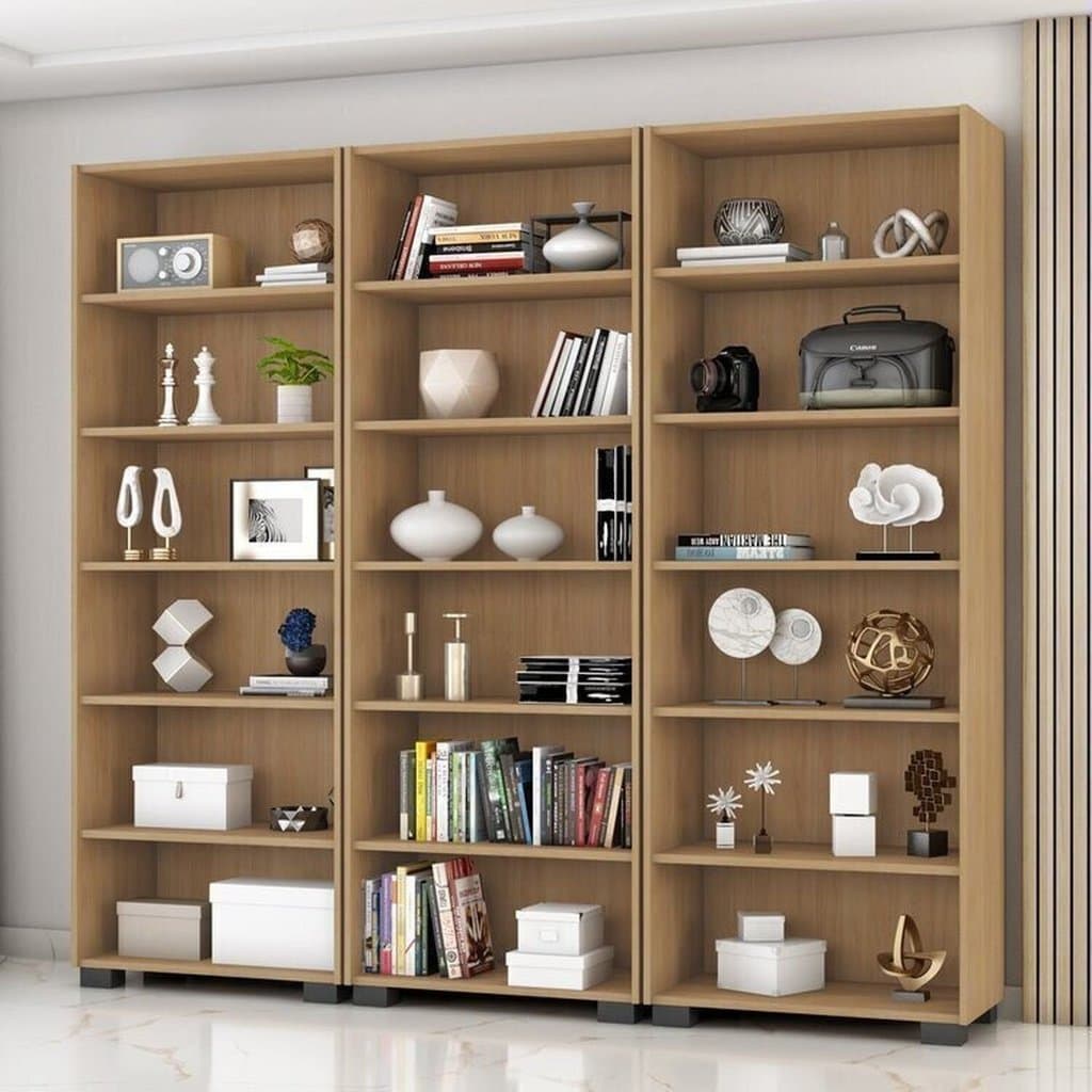 Kit 3 Estantes para Livros 5 Prateleiras 188CMX181,5cm Office Marrom/Freijó Freijó