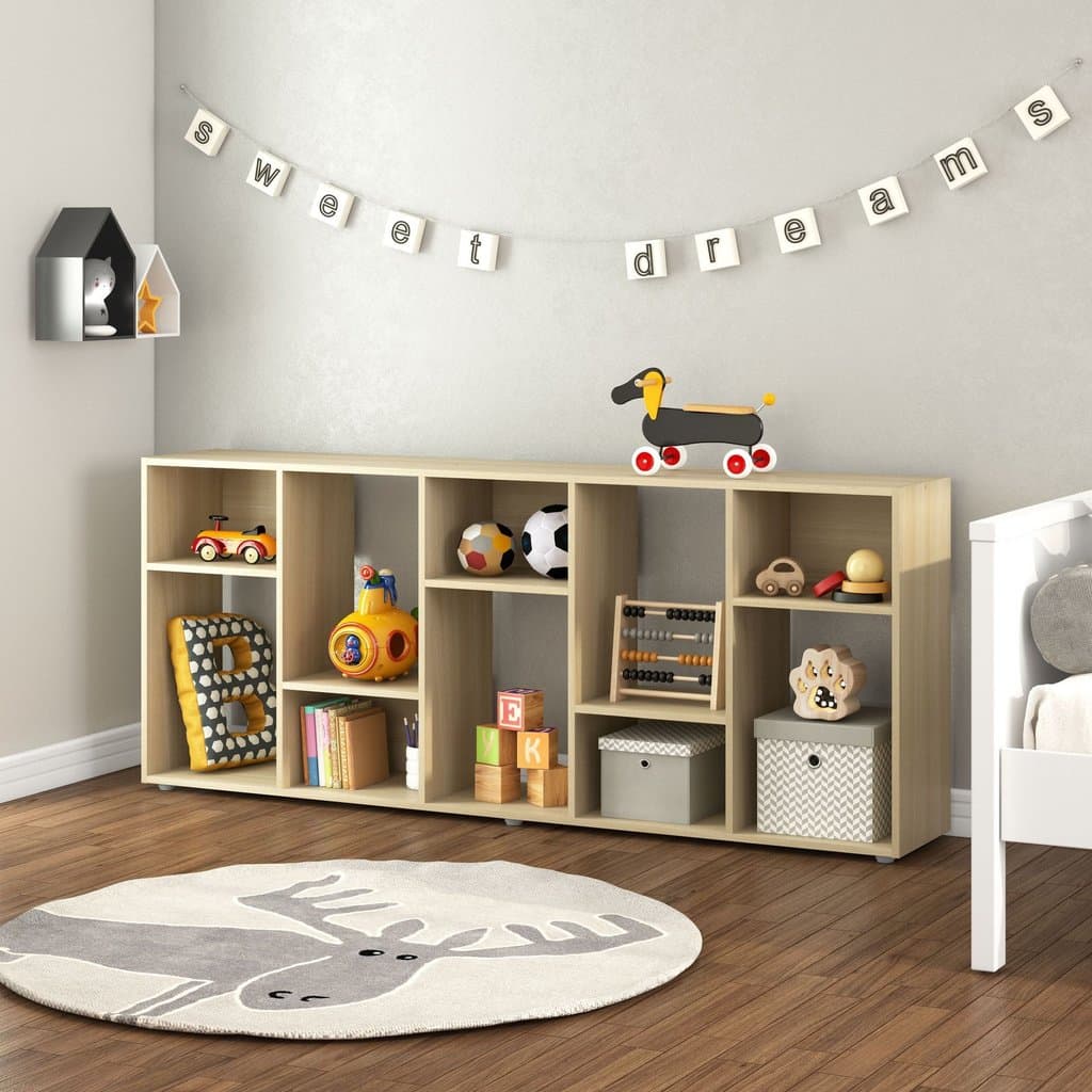 Estante Infantil Multifuncional 10 Nichos Bella Casatema MadeiraOriginals Bege/Marrom Natural
