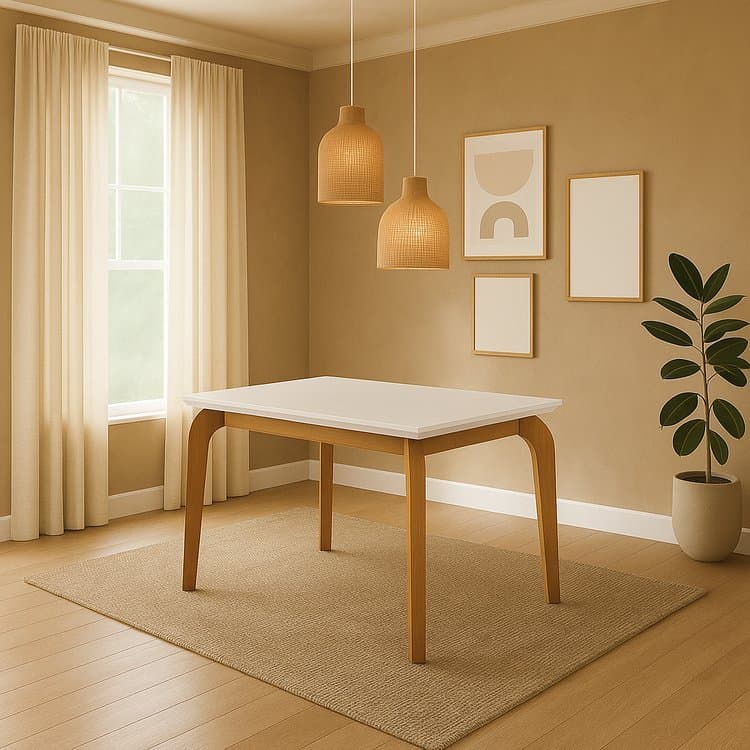 Mesa de Jantar Retangular 4 Lugares em MDF Off White/Imbuia Dublin Marrom Off White/Imbuia
