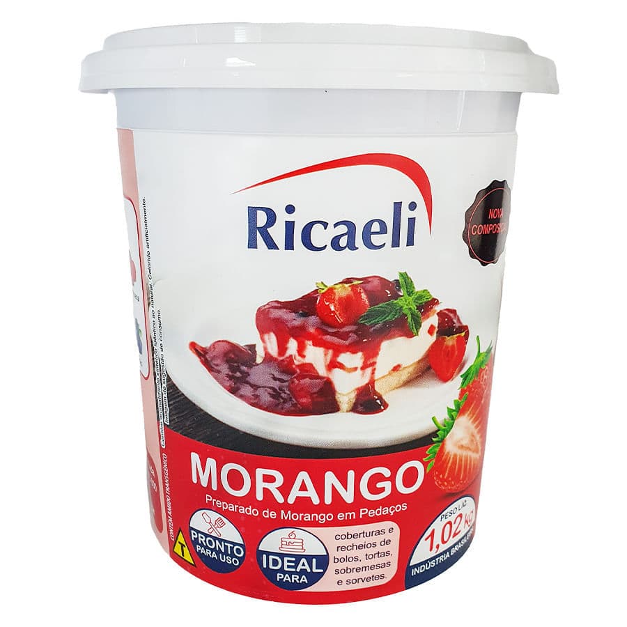 Preparado de Morango 1,02kg RICAELI para Recheio e Cobertura