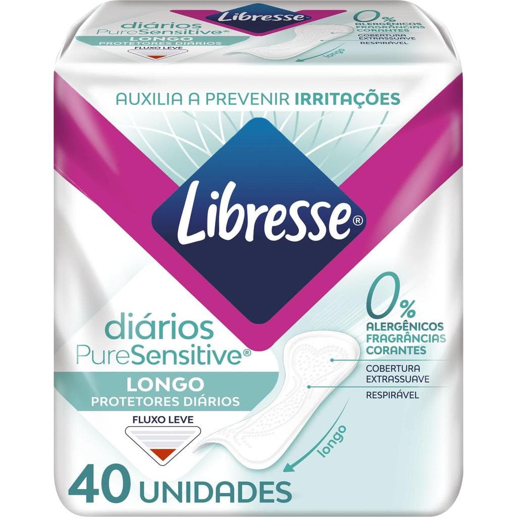 Protetor Diário Libresse Pure Sensitive Longo 40 unidades