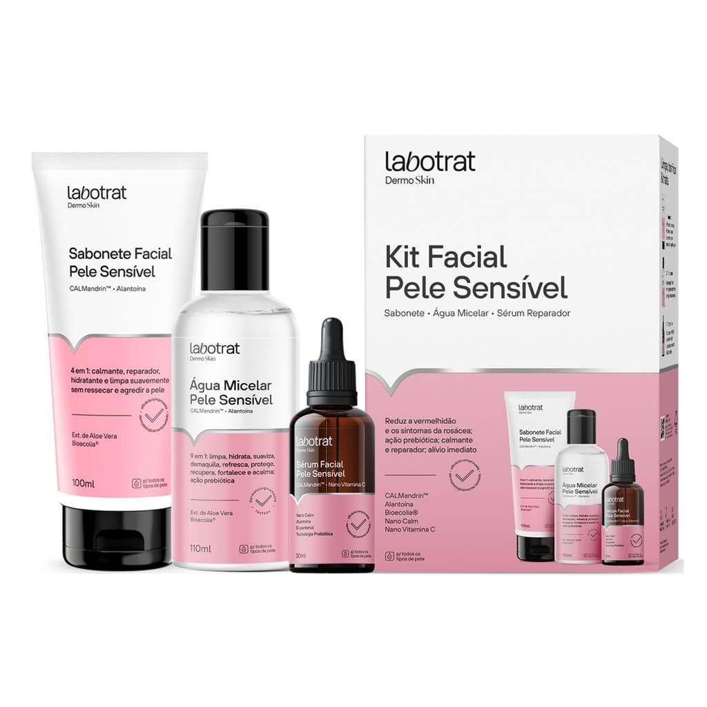 Kit Facial Sabonete Sérum Água Micelar Sensível Labotrat