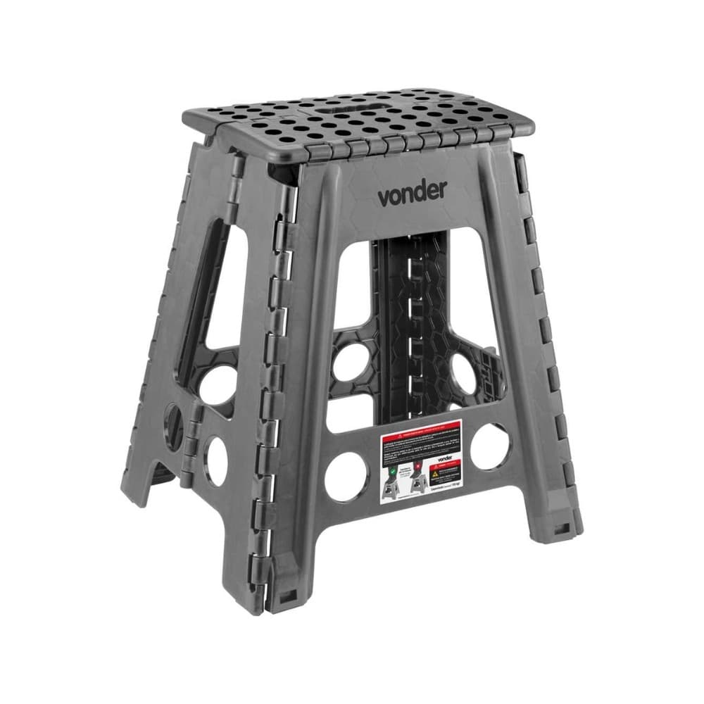 Banqueta Plástica Dobrável Cinza Altura 450mm Vonder