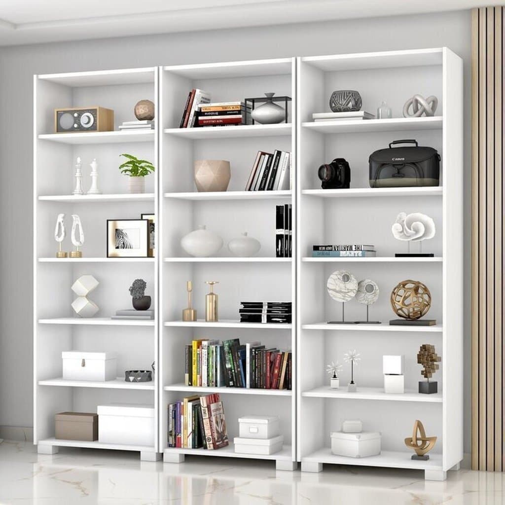 Kit 3 Estantes para Livros 5 Prateleiras 188CMX60,5cm Office Branco/Tx Branco TX
