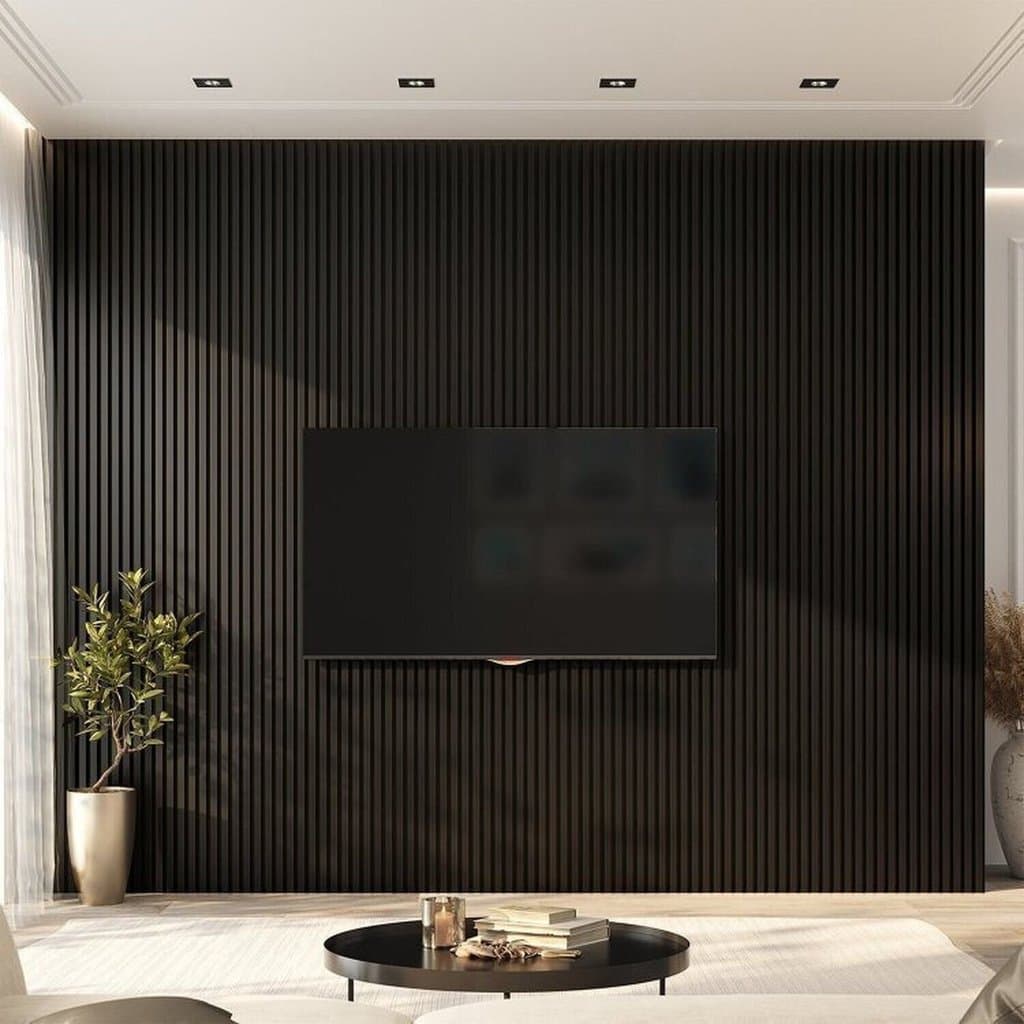 Painel Ripado de PVC 6 Barras de 2,70MX15CM (2,43m²) Bariri Preto