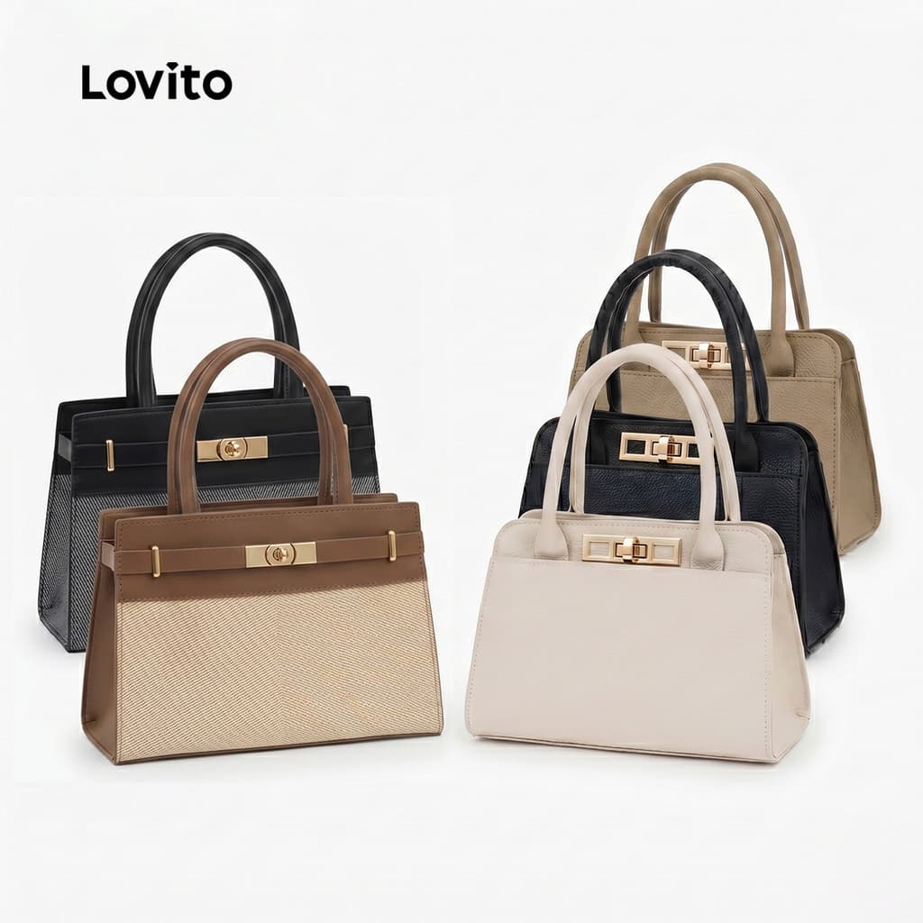 (New Arrival) Lovito Bolsa De Ombro Pequena Casual Estilo Coreano Com Alça De Ombro Ajustável Preta Para Mulheres LFA119014