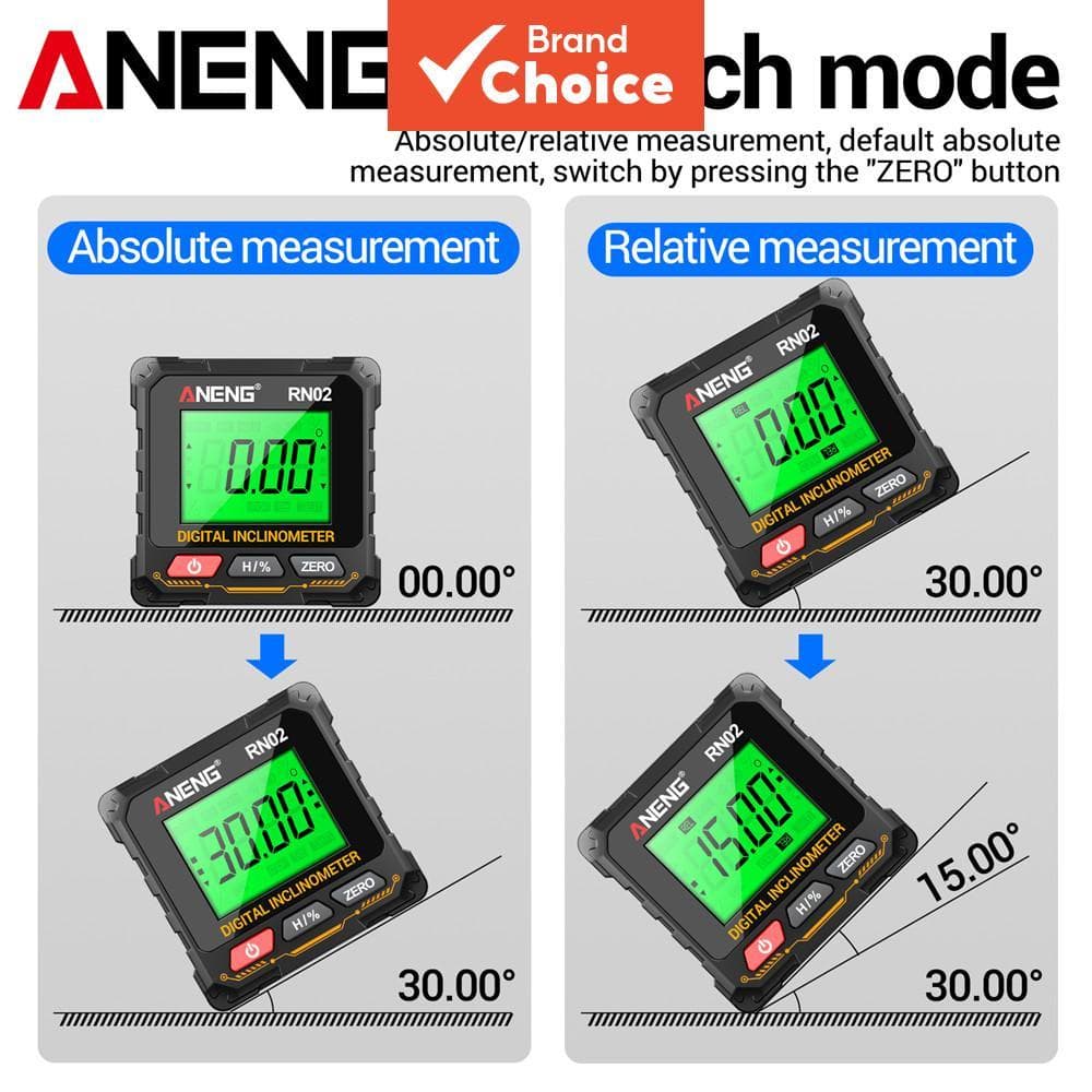 Transferidor De Inclinômetro Digital ANENG RN02 De Uma Peça Com Base Magnética , 360 ° Ferramenta De Medição De Ângulo D