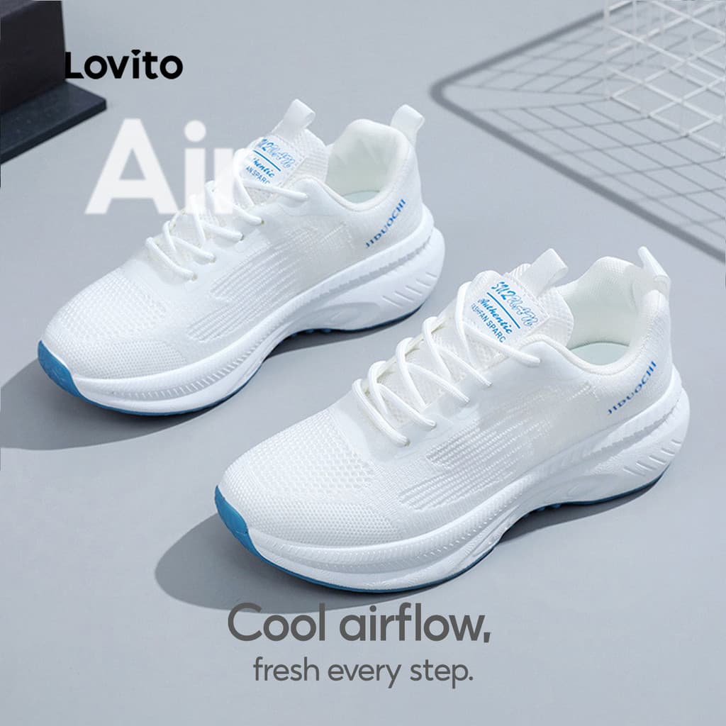 (New Arrival) Lovito Tênis Casuais Respiráveis ​​estilo Coreano Para Uso Diário Ao Ar Livre Ideais Para Mulheres LFAS3026