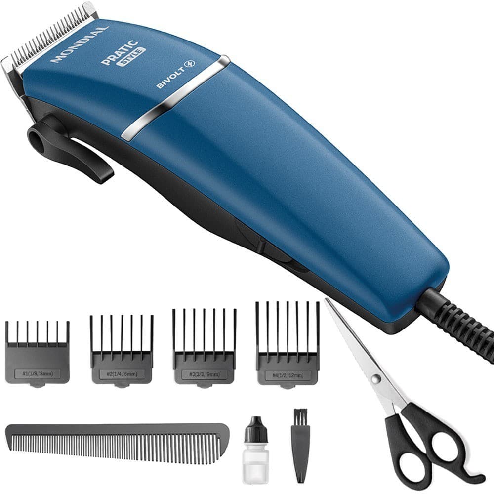 Máquina de cortar cabelo e barba com 8 acessórios Pratic Style - CR-10-BI Mondial