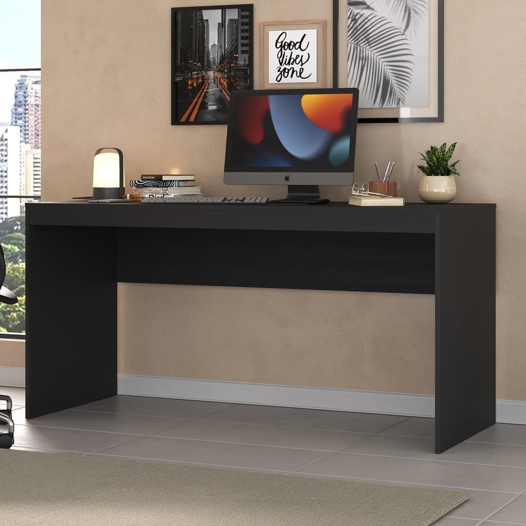 Escrivaninha Mesa Escritório Home Office 150cm Preto Ônix Tx