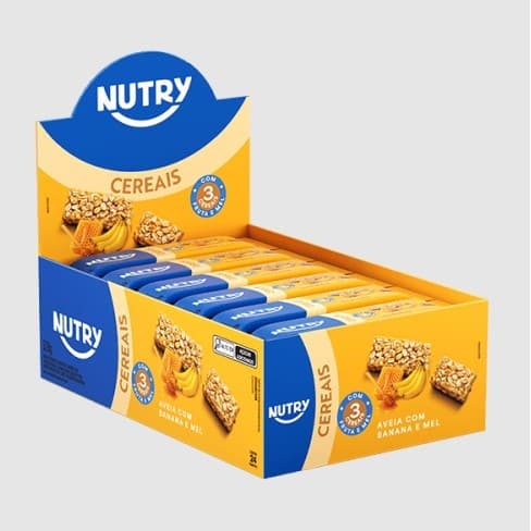 Barra De Cereal Aveia Com Banana e Mel Nutry Com 24 Unidades de 22g