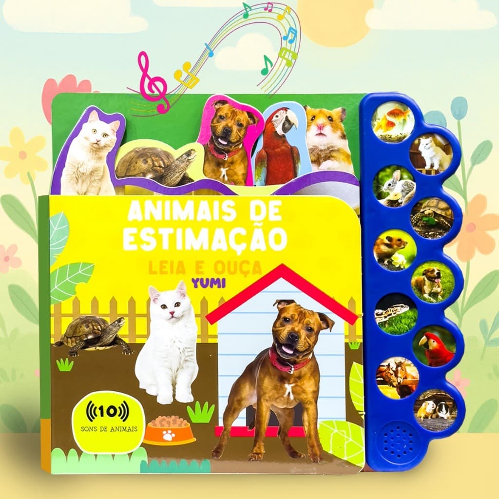 Livro Infantil Bebê Sensorial | Animais De Estimação Leia E Ouça | Sons E Imagens Realistas Premium