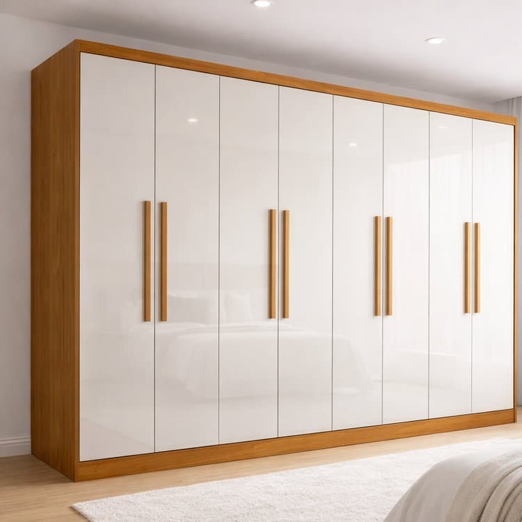 Guarda Roupa Casal 100% MDF 8 Portas 4 Gavetas Jatobá Plus Cinamomo/Off White Yescasa Marrom