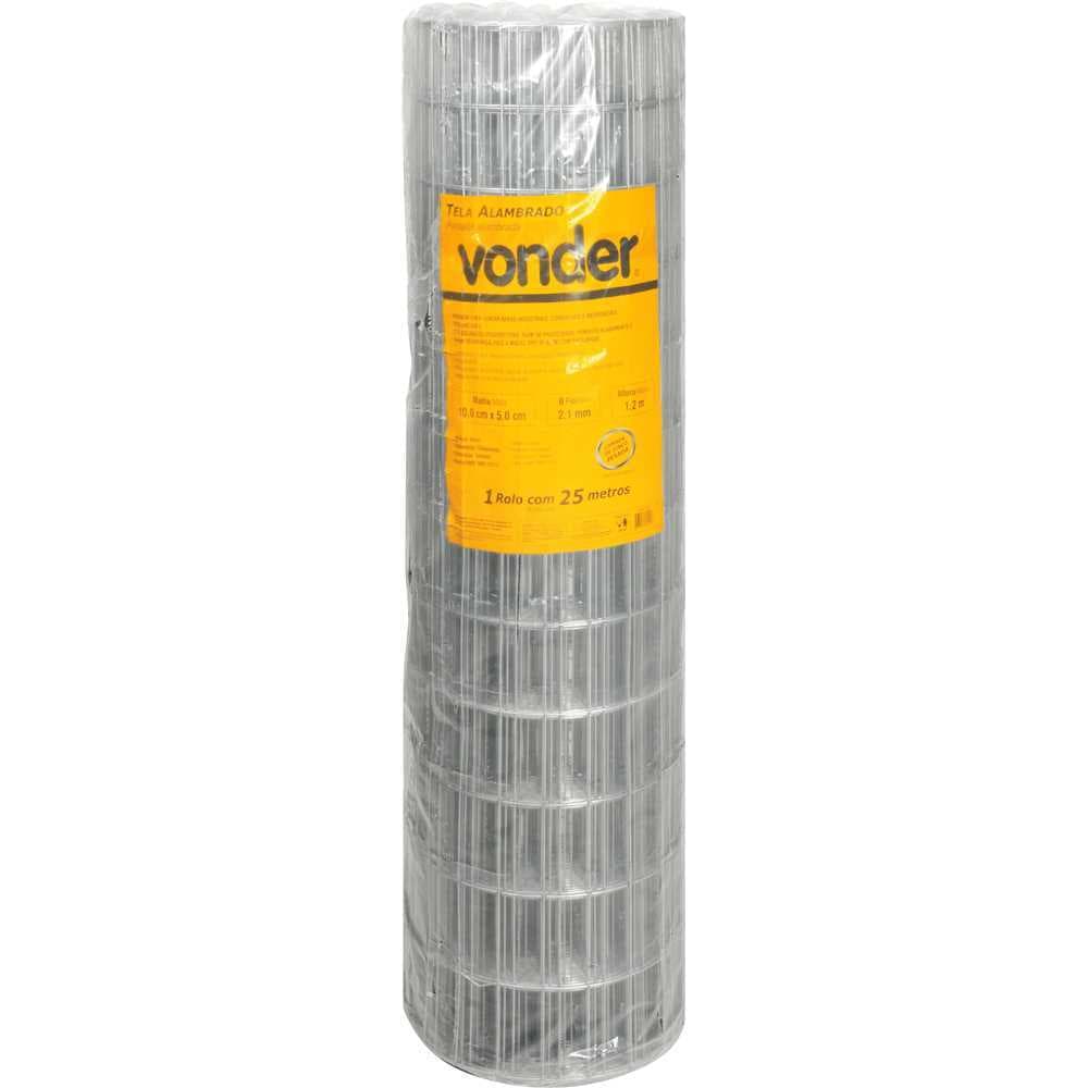 Tela Alambrado Metal Malha 10x5cm fio 1,9mm 1,2mx25m VONDER