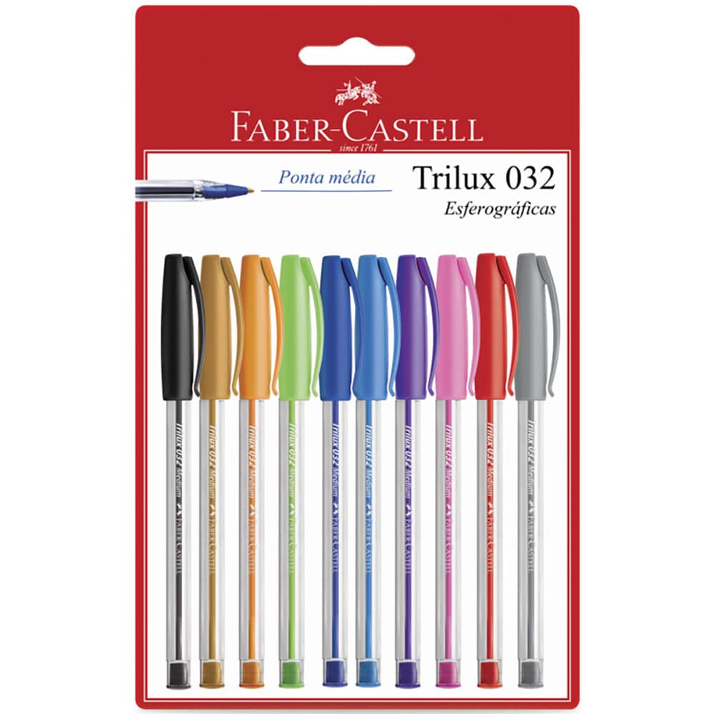 Caneta esferográfica 1.0 Trilux Colors SM/032ESC10\343210 com 10 unidades Faber-Castell