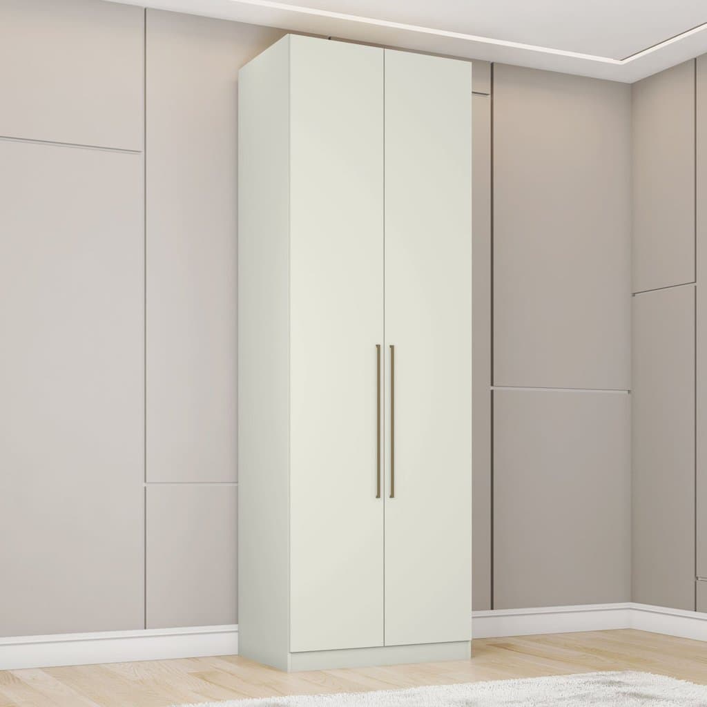 Guarda Roupa 2 Portas 3 Gavetas Seletto Branco/Areia HP Areia HP