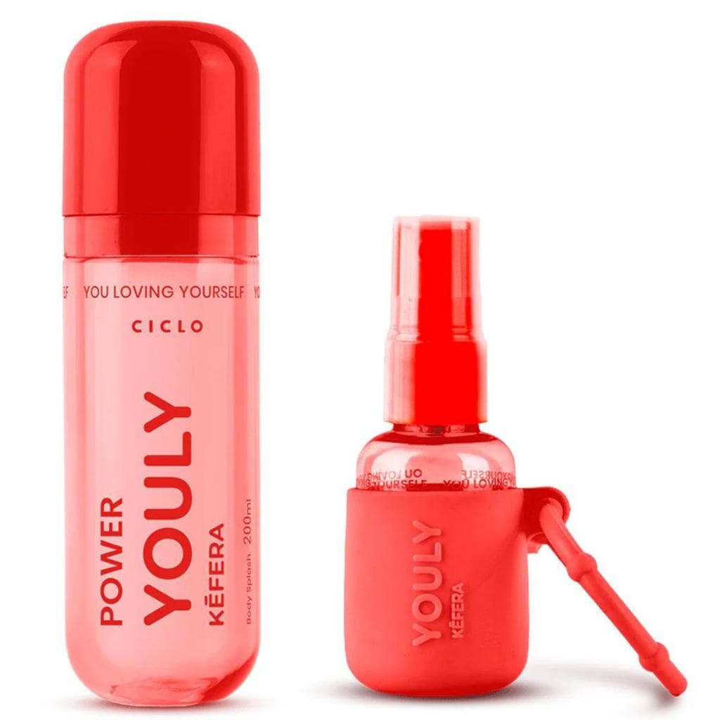 Combo Kit Youly Power Body Splash 200ml + 30ml  Charm Bag Kefera Ciclo Cosméticos
