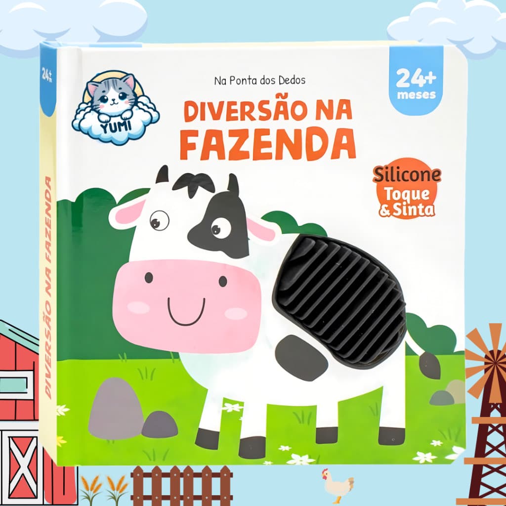Livro Infantil Educativo Sensorial Toque E Sinta Diversão na Fazenda Texturas Silicone Premium