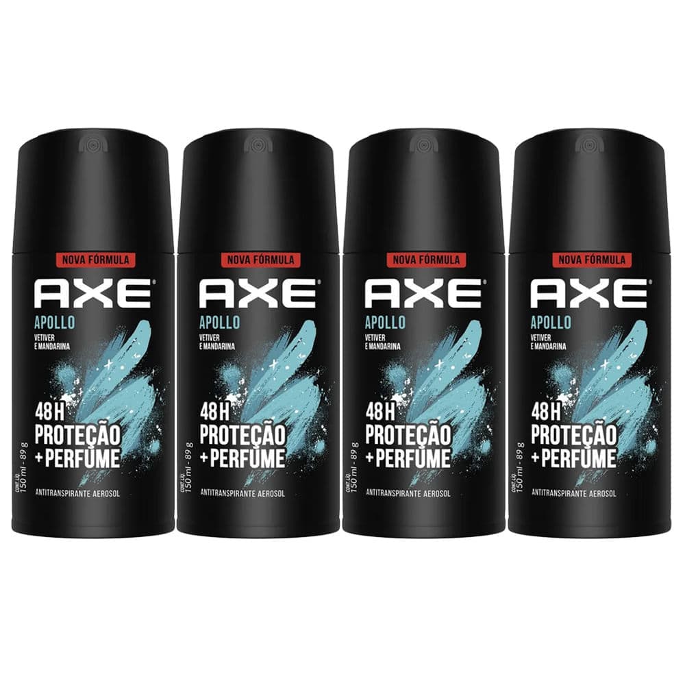 Kit Desodorante Antitranspirante Aerosol Axe Apollo 150ml - 4 Unidades