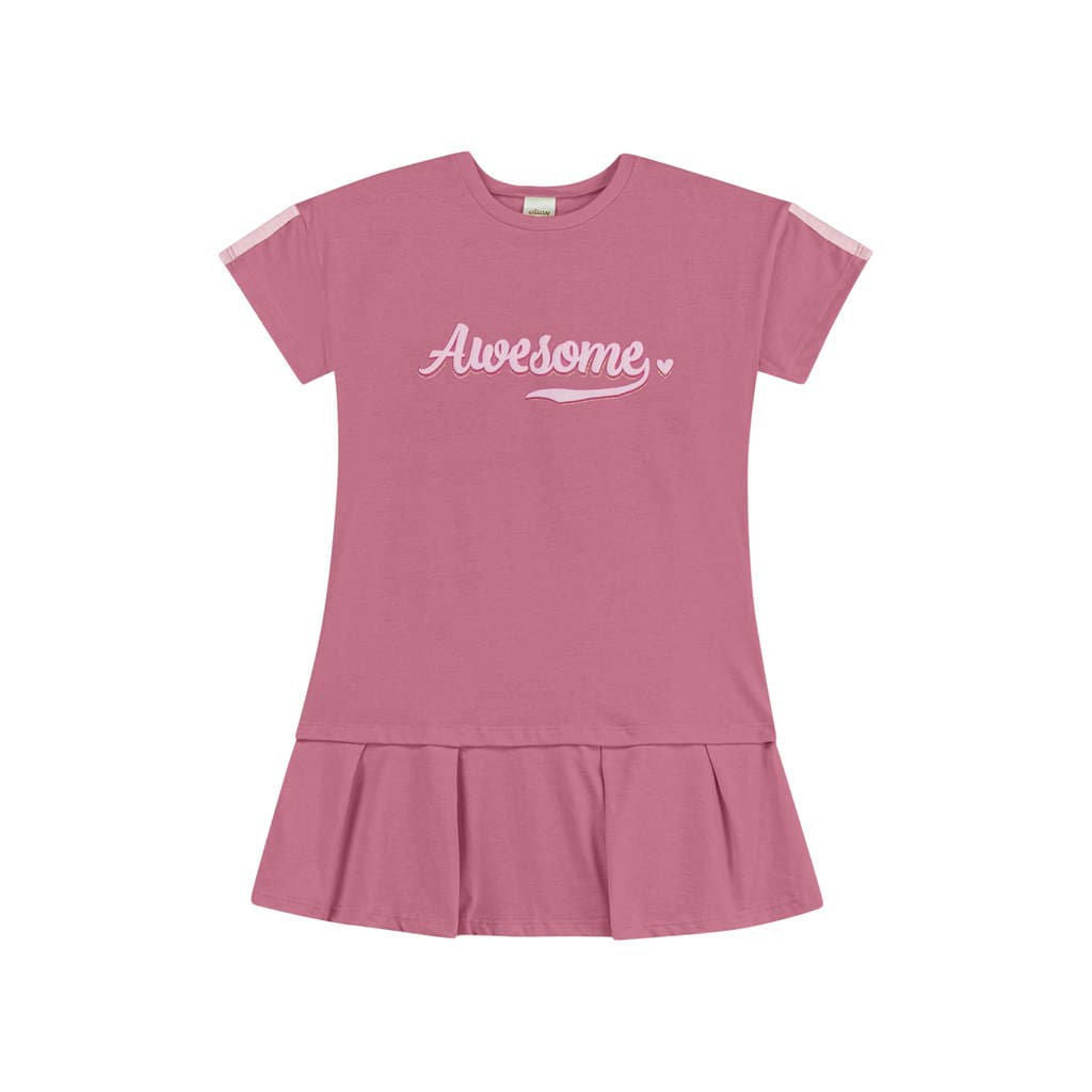 Vestido Infantil Menina Estampa Relevo Elian Rosa